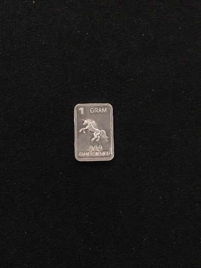 1 Gram .999 Fine Silver Unicorn Silver Bullion Bar