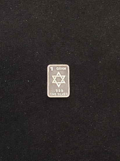 1 Gram .999 Fine Silver Jewish Star of David Silver Bullion Bar