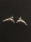 Jumping Dolphin Styled Sterling Silver Pair of Stud Earrings