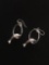 Dolphin Charm & Hoop Styled Sterling Silver Pair of Earrings