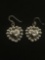 Bead Ball Framed Puffy Heart Sterling Silver Pair of Earrings