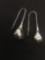 Elegant Extra Large Teardrop Shepard's Hook Styled Sterling Silver Pair of Drop Earrings