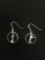 Medium Dolphin Hoop Styled Sterling Silver Pair of Dangle Earrings