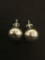 Large Ball Shaped Sterling Silver Pair of Earrings