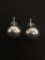 Large Ball Shaped Sterling Silver Pair of Earrings