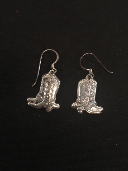Cowboy Boot Styled Sterling Silver Pair of Earrings