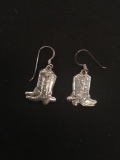 Cowboy Boot Styled Sterling Silver Pair of Earrings