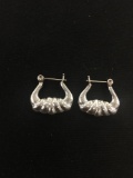 Vintage Scallop Styled Sterling Silver Pair of Earrings