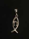 Lucky Horseshoe Ichthys Christian Fish Styled Sterling Silver Pendant