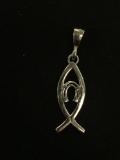 Lucky Horseshoe Ichthys Christian Fish Styled Sterling Silver Pendant