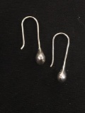 Petite Teardrop Styled Shepard's Hook Sterling Silver Pair of Earrings