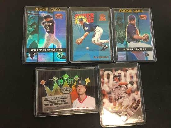 5 Card Lot of Baseball Serial Numbered, Inserts, Star Cards and Rare Cards!!