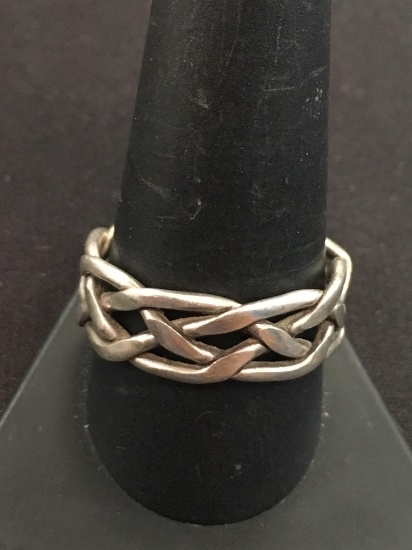 Celtic Braided Sterling Silver Ring Band - Size 11.5