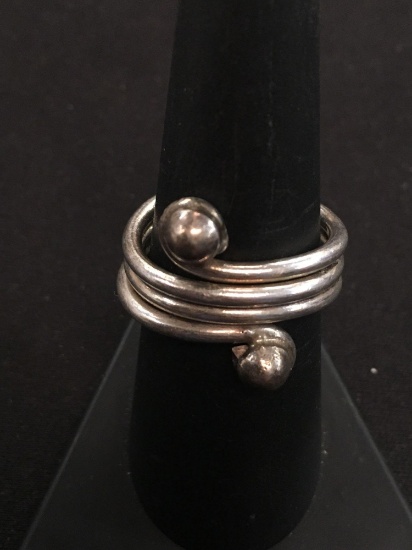 Spiral Design Sterling Silver Ring - Size 7.5