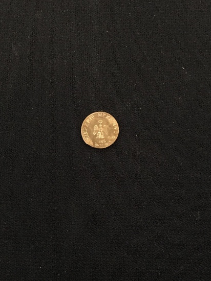10K Yellow Gold .328 Gram 1865 Mexicano Coin
