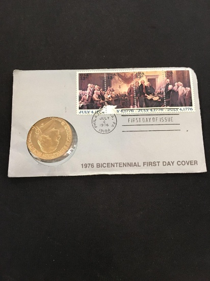 1976 Bicentennial First Day Cover Medallion