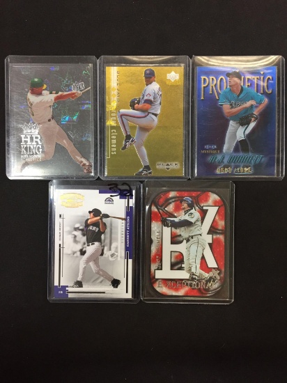 5 Card Lot of Baseball Inserts, Serial Numbered and Rare Star Sports Cards!