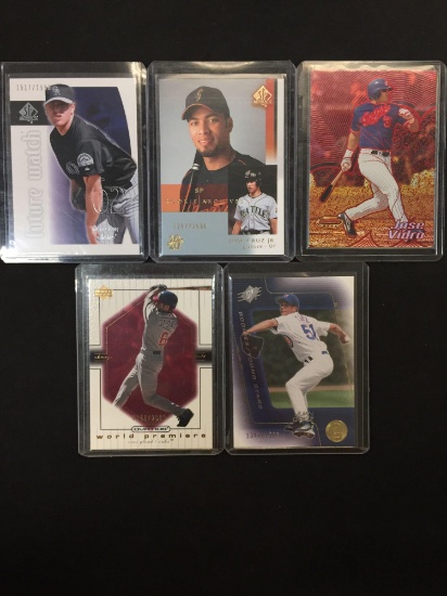 5 Card Lot of Baseball Inserts, Serial Numbered and Rare Star Sports Cards!