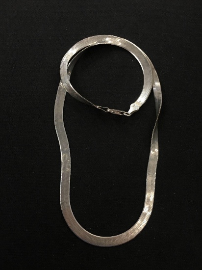 Milor Italian Designed 5 mm Wide 18" Sterling Silver Herringbone Chain
