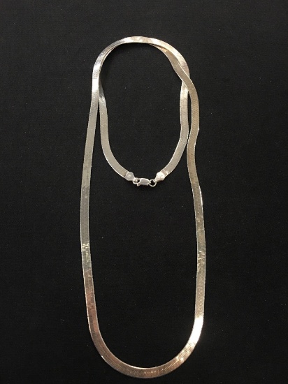 Milor Italian Designed 5 mm Wide 28" Sterling Silver Herringbone Chain