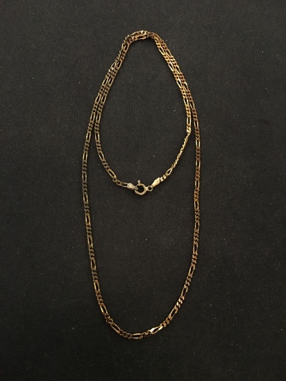 Gold-Tone Italian Made Sterling Silver 22" Figaro Link Chain