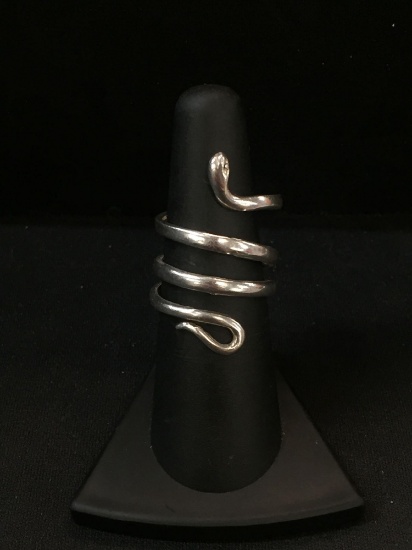 Twisted Sterling Silver Snake Ring Band - Size 8