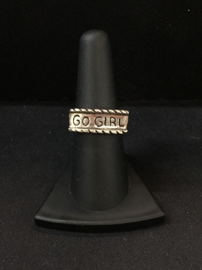 DLM "Go Girl" Sterling Silver Unique Designer Ring - Size 7