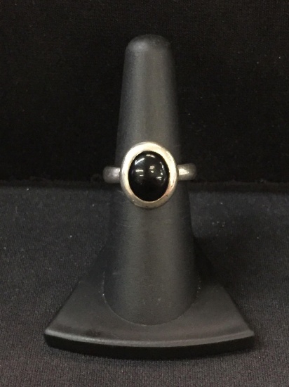 Black Onyx Sterling Silver Ring - Size 7