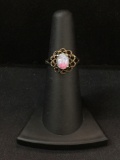 Vintage Fire Opal Sterling Silver Ring - Size 5.5