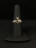 Carved Cat Sterling Silver Ring - Size 7