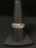Floral Carved Sterling Silver Ring - Size 8.75