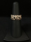 Carved Elephant Herd Sterling Silver Ring Band - Size 5.75