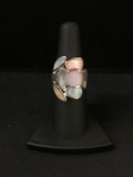 Shell Inlay Sterling Silver Statement Ring - Size 6.5