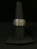 Carved Atzec Design Sterling Silver Ring - Size 8