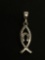 Lucky Horseshoe & Ichthys Christian Faith Fish Styled Sterling Silver Pendant