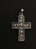 Conch & Clamshell Decorated Sterling Silver Cross Pendant