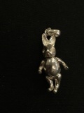 Adorable Free-Moving Dancing Rabbit Sterling Silver Pendant