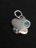 Happy Face & Rhinestone Accented Sterling Silver Clover Styled Pendant