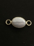 Old Pawn Mexico Oval Banded Lavender Jade Sterling Silver Pendant