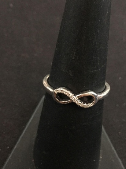 Diamond Infinity Swirl Sterling Silver Ring - Size 7