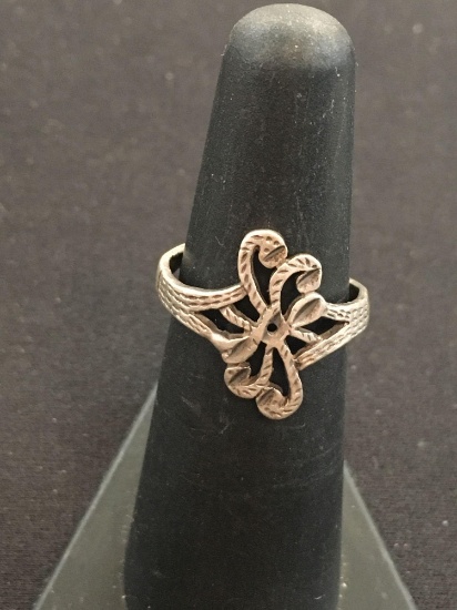 Etched Sterling Silver Ring - Size 6