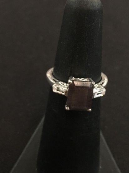 Black Quartz Sterling Silver Ring - Size 5
