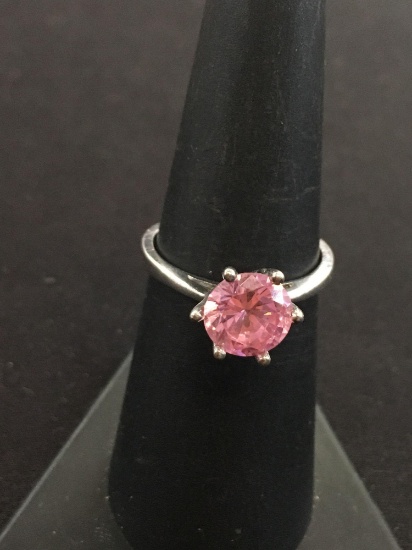 Pink Gemstone Sterling Silver Ring - Size 7