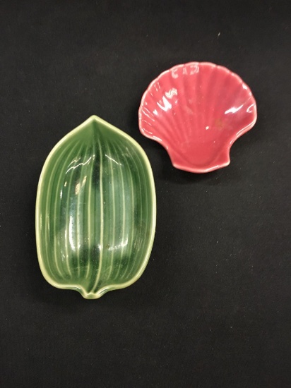 Vintage Shell and Leaf Porcelain Mini Dishes - 2 Count