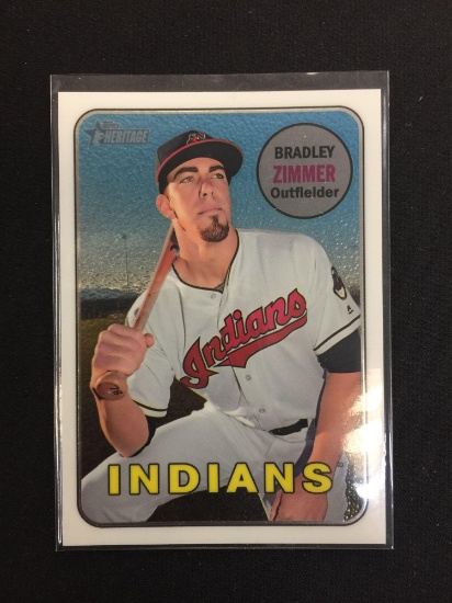 2018 Topps Heritage Chrome Bradley Zimmer Indians Rookie Card /999