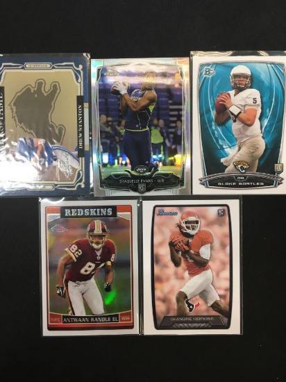 Lot of 5 Football Insert, Serial Numbered, and Star Cards!