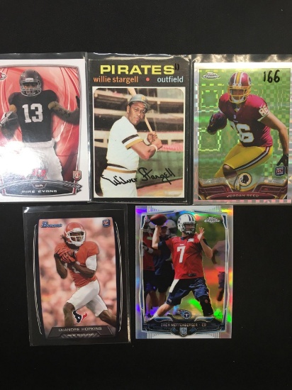 Lot of 5 Football Insert, Serial Numbered, and Star Cards!