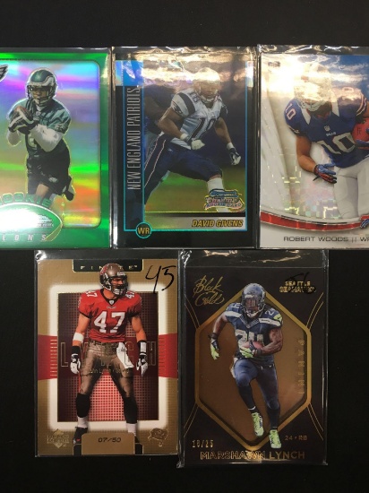 Lot of 5 Football Insert, Serial Numbered, and Star Cards!