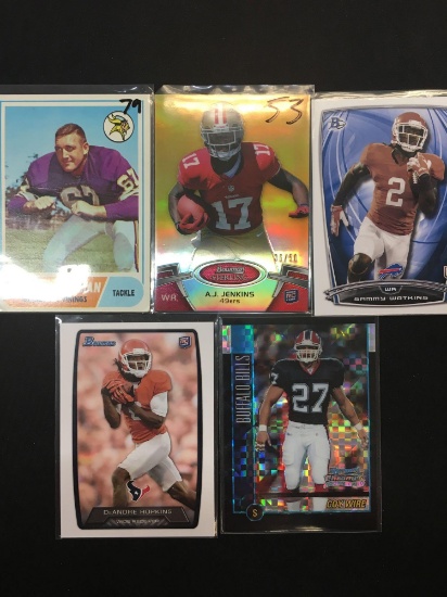 Lot of 5 Football Insert, Serial Numbered, and Star Cards!