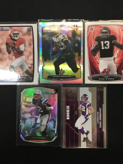 Lot of 5 Football Insert, Serial Numbered, and Star Cards!